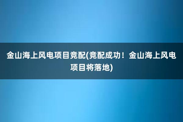 金山海上风电项目竞配(竞配成功！金山海上风电项目将落地)