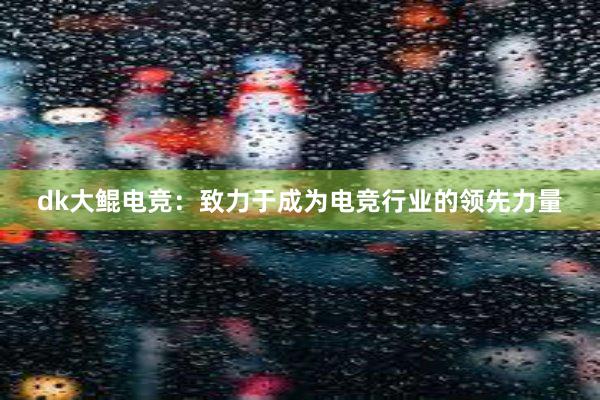 dk大鲲电竞：致力于成为电竞行业的领先力量