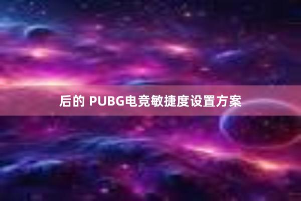 后的 PUBG电竞敏捷度设置方案