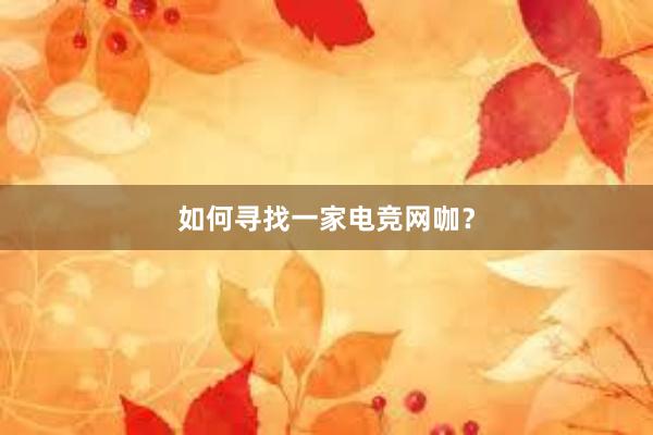 如何寻找一家电竞网咖？