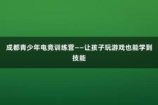 成都青少年电竞训练营——让孩子玩游戏也能学到技能